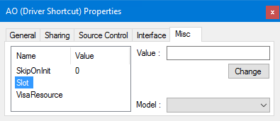 The driver's Properties - Misc tab.